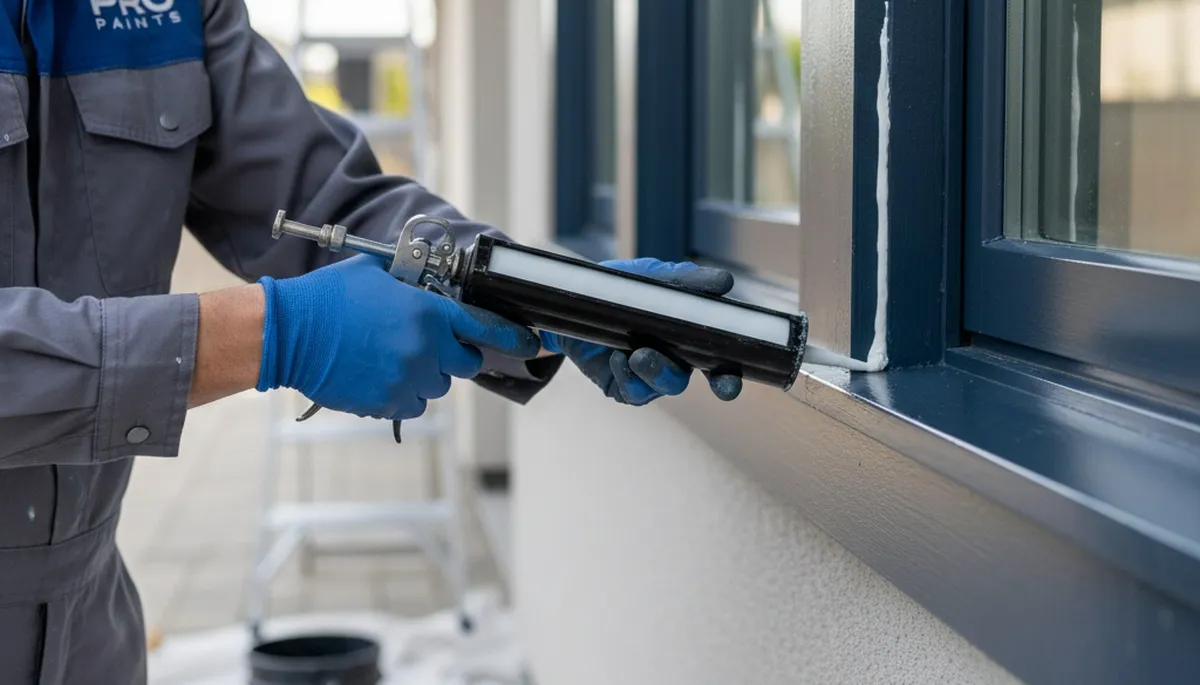 Professional caulking and sealing on Atlanta GA home exterior protecting siding from moisture damage