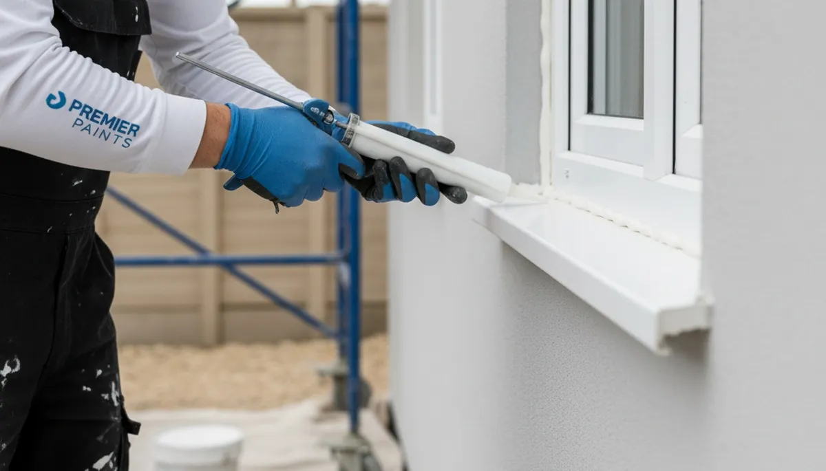Professional caulking and sealing on Atlanta GA home exterior for weather and moisture protection