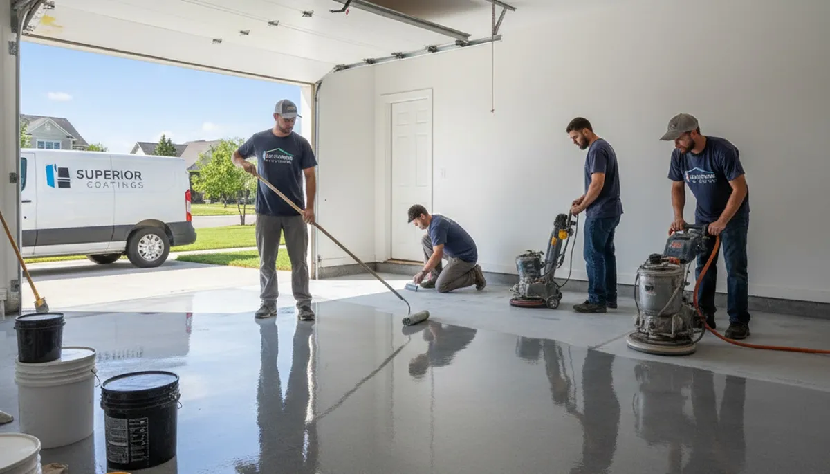 Professional epoxy garage floor coating by Atlanta painting contractors in Atlanta, GA