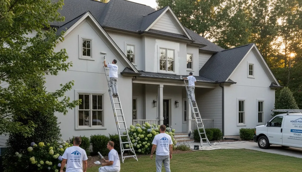 Atlanta, GA house painting team provides professional exterior painting services for homes