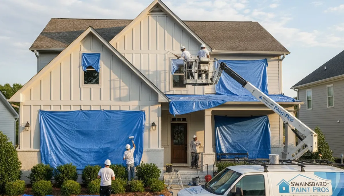 Atlanta, GA house painters providing professional exterior painting services for homes
