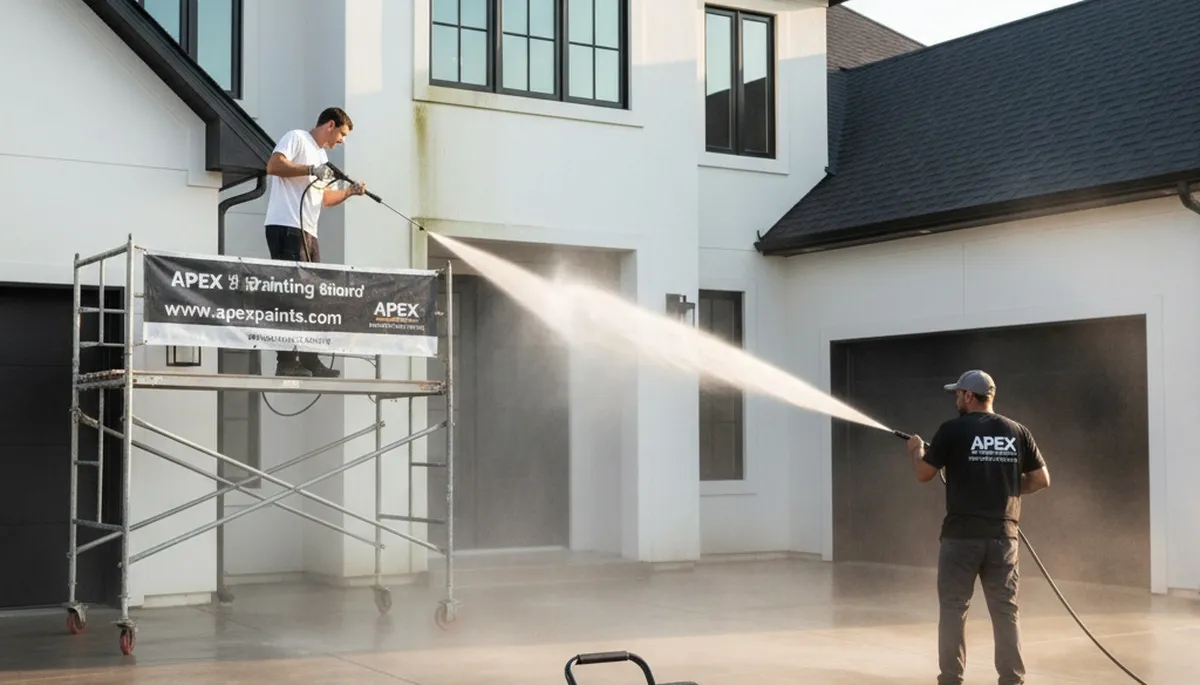 Professional pressure cleaning of Atlanta GA home exterior removing pollen and restoring curb appeal