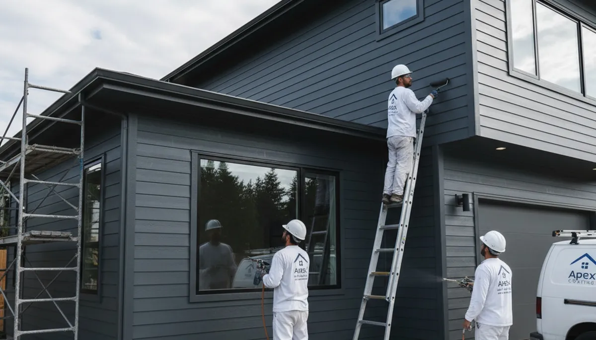 Professional siding painting on a home exterior in Atlanta, GA by expert local house painters